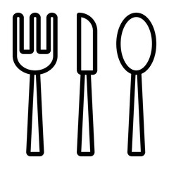 Cutlery Set Vector Line Icon Design