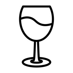 Wine Glass Vector Line Icon Design