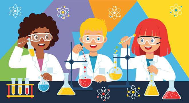 Children Doing Science Experiments in Laboratory