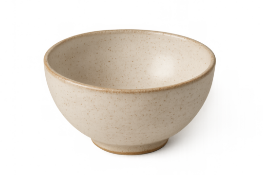 Minimalist beige ceramic bowl sitting empty, clean design highlighting smooth surface against transparent backdrop