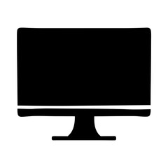 Black Silhouette of a Computer Monitor, A black silhouette of a computer monitor, symbolizing technology, work, or digital media.
