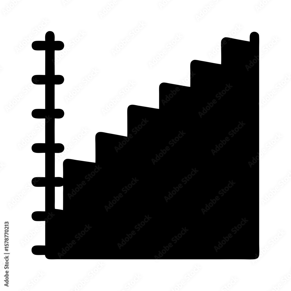 Poster stylized graph or chart illustrating upward growth with distinct levels and ladder