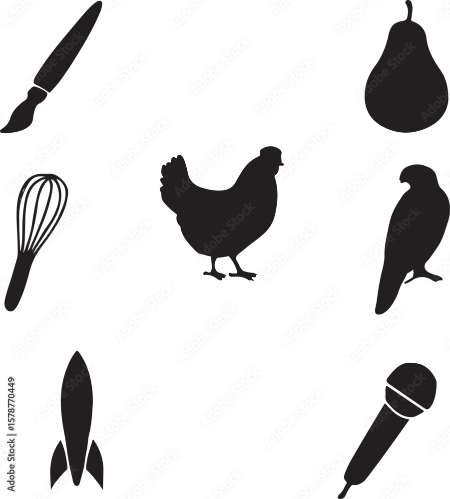 Poster abstract geometric shapes in a dynamic composition with a distinctive silhouette effect