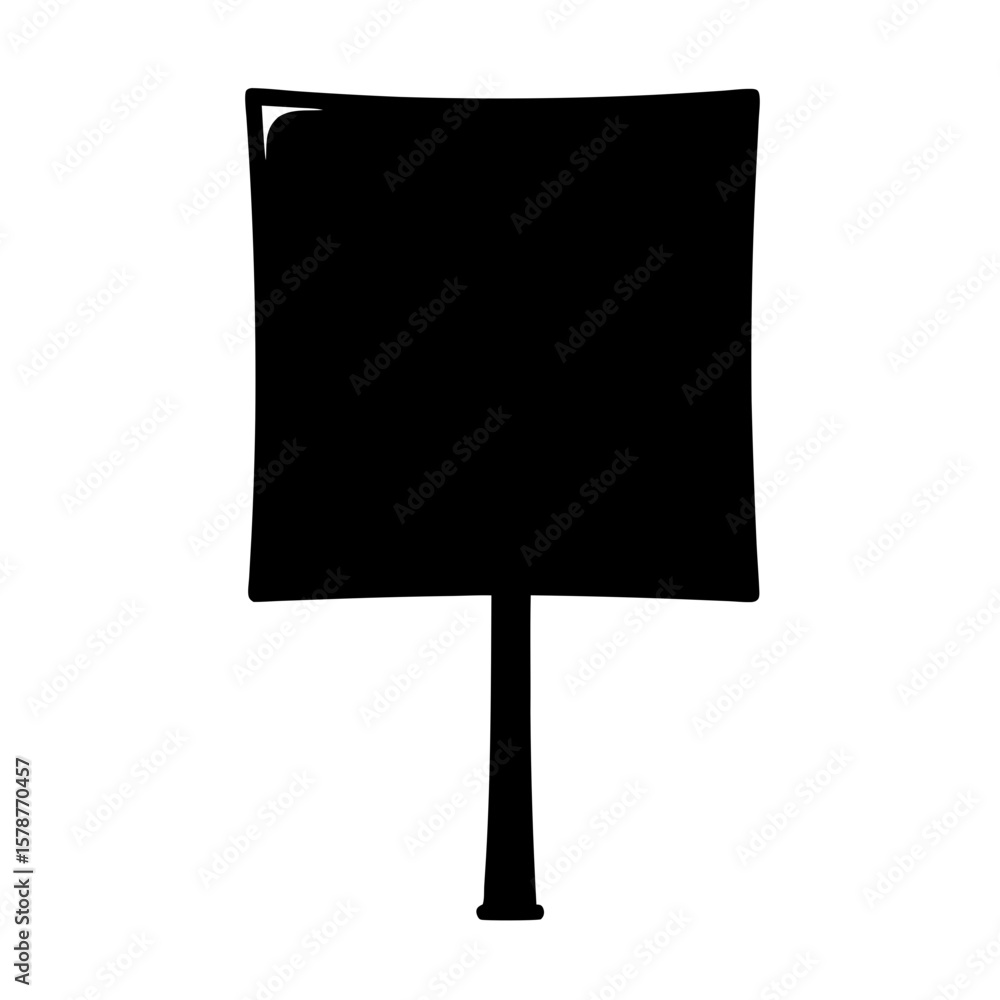 Poster monochrome sign with a rectangular shape and a cylindrical base