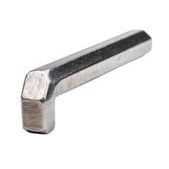 Hex Wrench Isolated: A close-up shot of a single hex wrench, showcasing its sleek metallic finish. Its distinct L-shape and hexagonal head highlight its purpose and design.