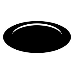 Simple Black and White Illustration of a Plate or Shallow Dish, Flat