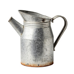 Rustic Galvanized Metal Pitcher: A charming vintage-style galvanized metal pitcher with a spout and handle, showing signs of age and wear, adding a rustic touch to any setting. 