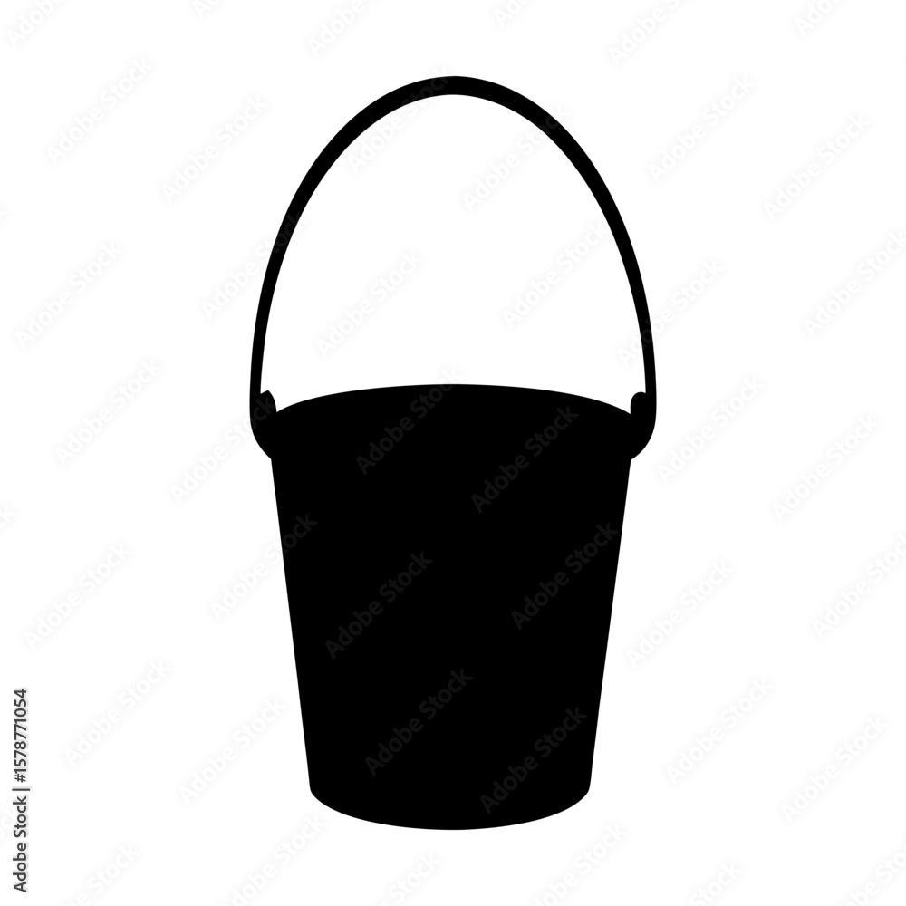 Aufkleber silhouette of a basic bucket with a handle on a white background