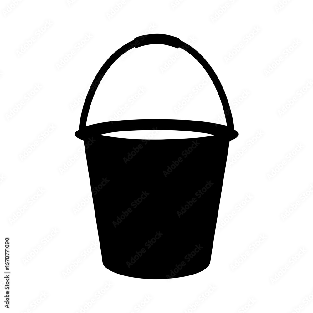 Aufkleber isolated black silhouette of an empty bucket with handle on white background
