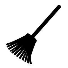 A simple and symbolic broom in black for cleaning and sweeping