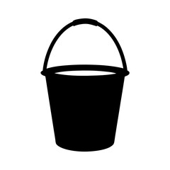 Isolated black silhouette of an empty bucket with handle on white background