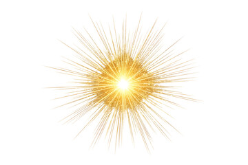 A bright golden starburst with radiating light effects isolated on transparent background