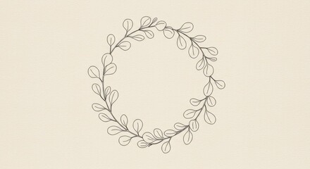 Minimalistic Eucalyptus Wreath Line Art
