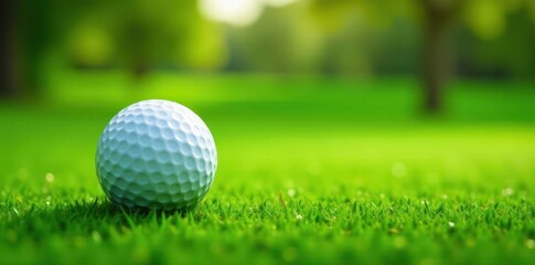 Obraz premium A golf ball rests on a lush green putting green , approach, nature, close-up