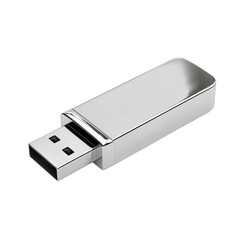 Silver USB Flash Drive: Sleek and modern silver USB flash drive, perfect for storing and transferring data.  Its simple design makes it a versatile accessory for any digital need. 