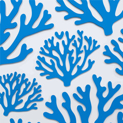 A minimalist design featuring vibrant blue coral branches against a clean white background, suitable for decorative or thematic projects. Transparent background.