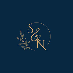 SN Initial Wedding Monogram Logo with Minimalistic Style