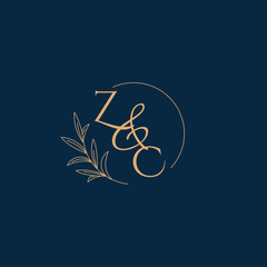 ZC Initial Wedding Monogram Logo with Minimalistic Style