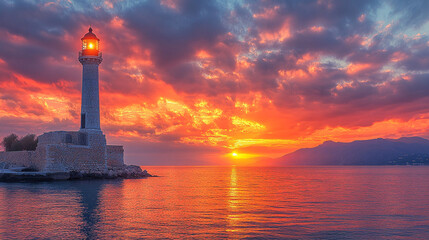 lighthouse at sunset