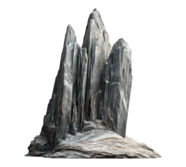 A large rock formation with three peaks