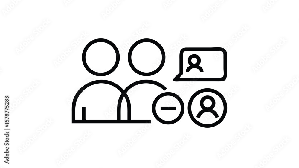 Poster group management icon showing adding removing and communicating with members