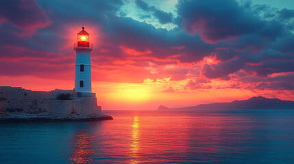 lighthouse at sunset