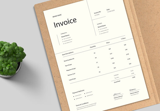 Clean and Minimal Invoice Template Layout for Modern Business Billing