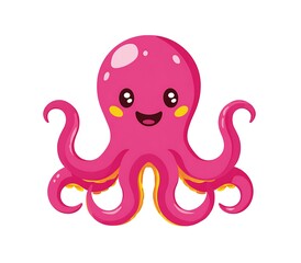 Cute octopus cartoon character clip art on a white background