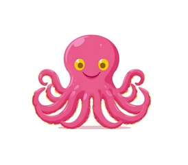 Obraz premium Cute octopus cartoon character clip art on a white background
