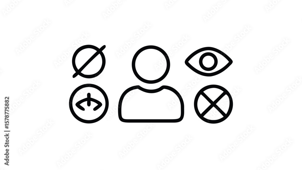 Poster privacy settings vector icons for user profile visibility and data control options