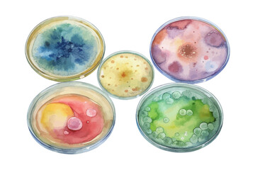 watercolor Agar Plates vector illustration isolated on white background