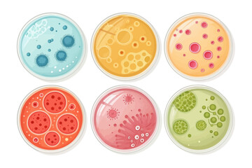 set of watercolor Agar Plates vector illustration isolated on white background