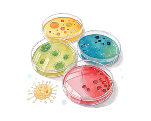 watercolor Agar Plates vector illustration isolated on white background