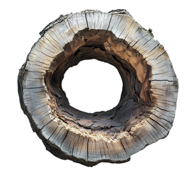 A large log with a hole in the middle