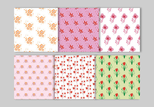 Seamless Fabric Motif Pattern Set