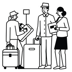 Airport Security Check Travelers and Luggage Inspection