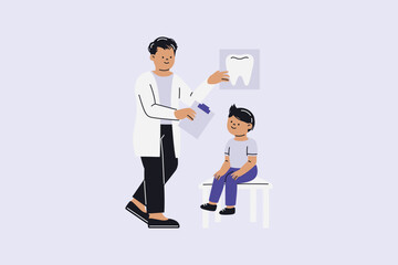 Illustration of Child Talking to the Dentist