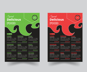 Elegant restaurant Food Menu Template, Restaurant cafe menu, template design, Set A4 menu editable vector format