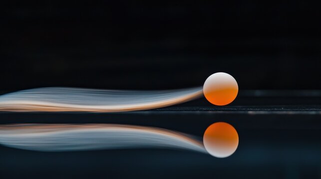 A slow-motion capture of a ping-pong ball curving in mid-air with dramatic backspin