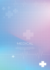 Modern Medical Background Gradient with Abstract Health Cross and Heartbeat Line Design