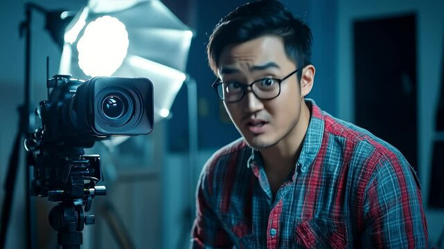 Surprised Photographer Stares at the Camera