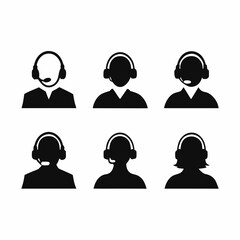 A set of customer service representative icons isolated on white background