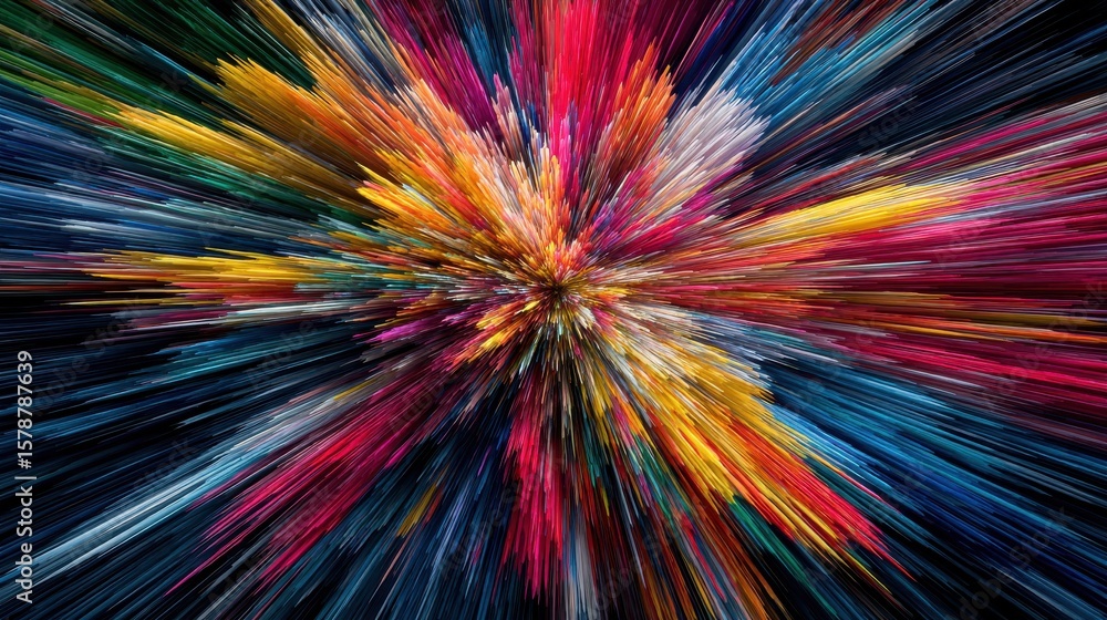 Aufkleber vibrant explosion of colorful streaks with dynamic motion abstract art background in multicolored pa