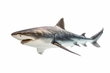 Fototapeta premium A fierce, radiant shark awakens awe and excitement in pristine marine light.