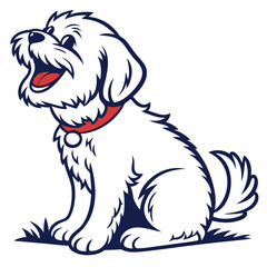 Boston Maltese Dog Vector SVG – Cute Mixed Breed Cartoon Pet Illustration in Flat Style for Animal and Craft Design Projects