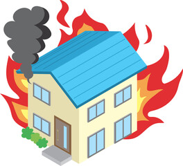 火災で燃える戸建住宅