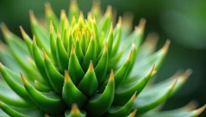 Close-up of vibrant green spiky plant, isolated , background, plant photography
