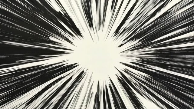Abstract Motion Burst with Radiating Black and White Lines in Dynamic Sequence