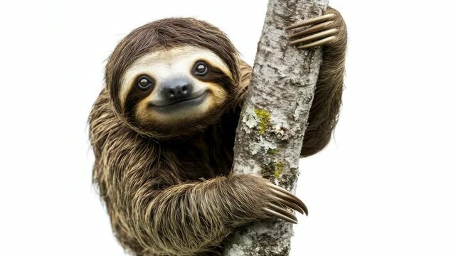 A slow loris clinging to a tree trunk, showcasing its arboreal behavior and the natural habitat of this endangered species found in Southeast Asian rainforests.