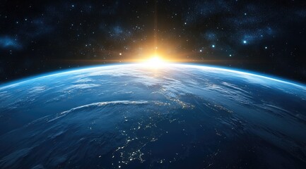Obraz premium Earth rising, sunlit, cosmos (2)
